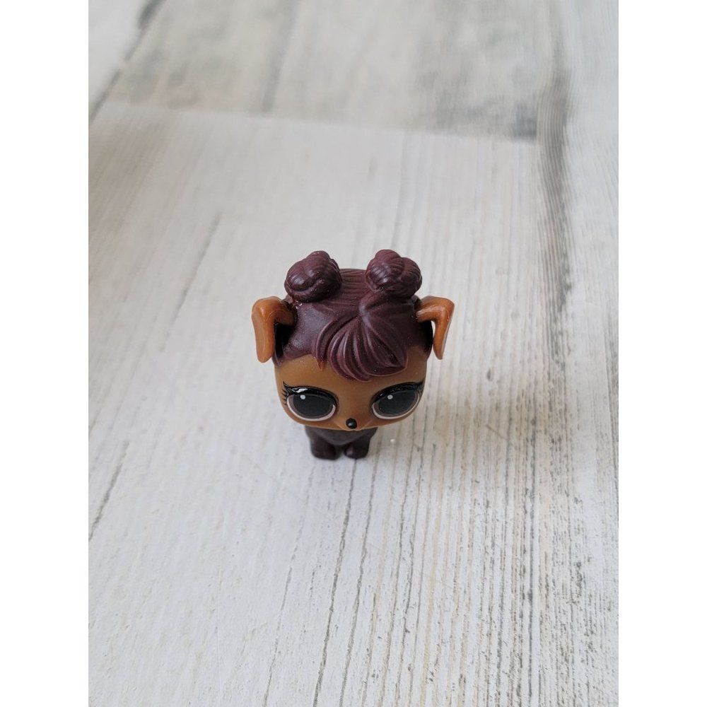 Mini pigtail brown puppy dog pet doll accessory toy figure